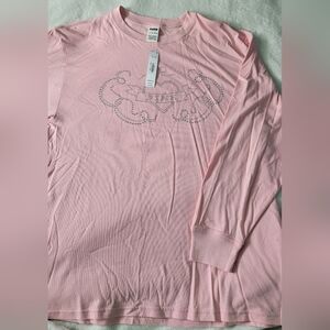 PINK BRAND-Long Sleeve Bling Graphic Tee,Read Post